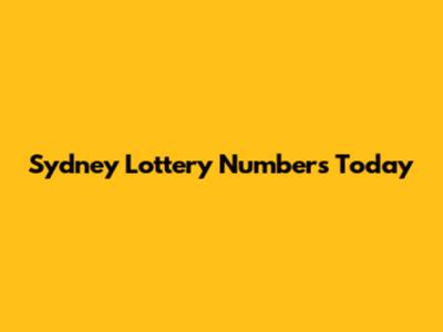 Sydney Lottery Numbers Today