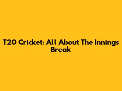 T20 Cricket: All About The Innings Break