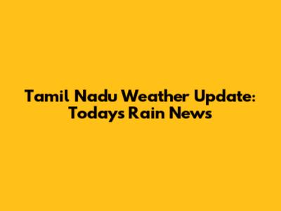 Tamil Nadu Weather Update: Today's Rain News