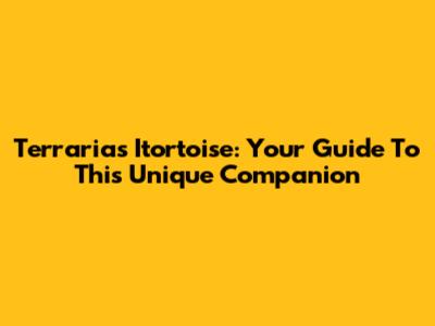 Terraria's Itortoise: Your Guide To This Unique Companion