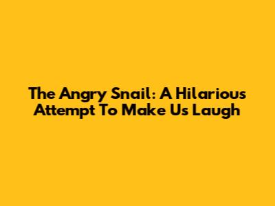 The Angry Snail: A Hilarious Attempt To Make Us Laugh