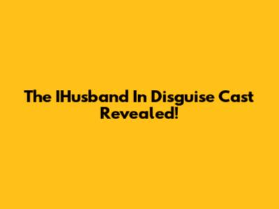 The IHusband In Disguise Cast Revealed!