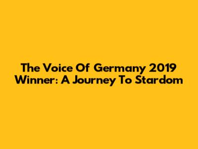 The Voice Of Germany 2019 Winner: A Journey To Stardom
