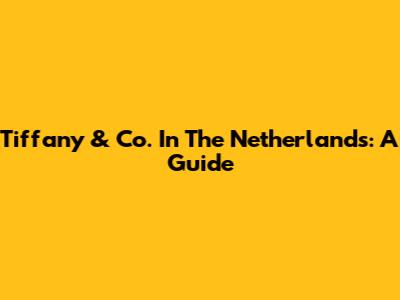 Tiffany & Co. In The Netherlands: A Guide