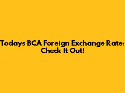 Today's BCA Foreign Exchange Rate: Check It Out!
