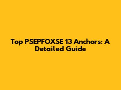 Top PSEPFOXSE 13 Anchors: A Detailed Guide