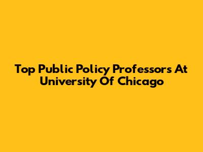 Top Public Policy Professors At University Of Chicago