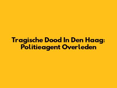 Tragische Dood In Den Haag: Politieagent Overleden