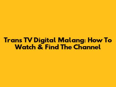 Trans TV Digital Malang: How To Watch & Find The Channel