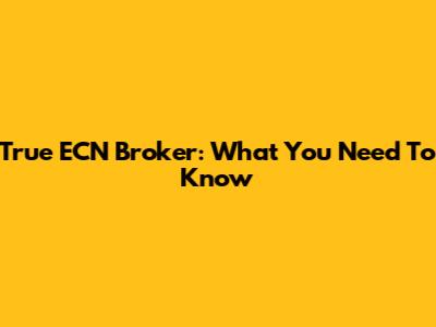 True ECN Broker: What You Need To Know
