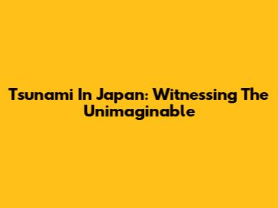 Tsunami In Japan: Witnessing The Unimaginable