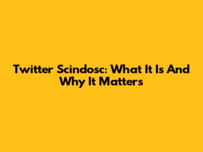Twitter Scindosc: What It Is And Why It Matters