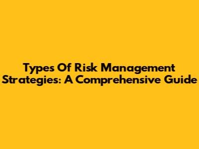 Types Of Risk Management Strategies: A Comprehensive Guide