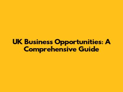UK Business Opportunities: A Comprehensive Guide