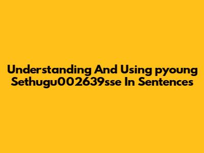 Understanding And Using 'pyoung Sethugu002639sse' In Sentences