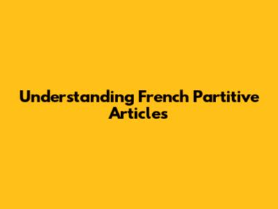 Understanding French Partitive Articles