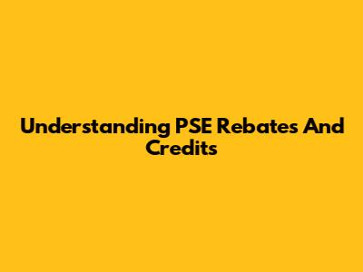 Understanding PSE Rebates And Credits