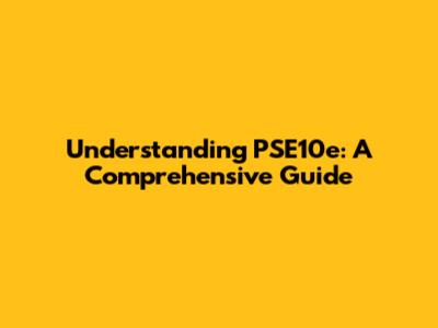 Understanding PSE10e: A Comprehensive Guide