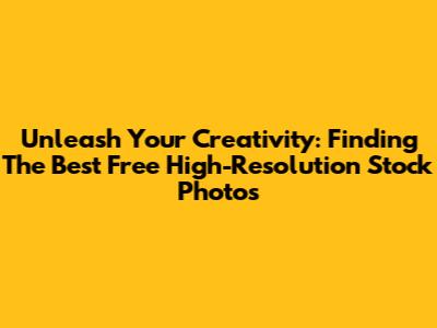 Unleash Your Creativity: Finding The Best Free High-Resolution Stock Photos