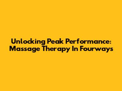Unlocking Peak Performance: Massage Therapy In Fourways