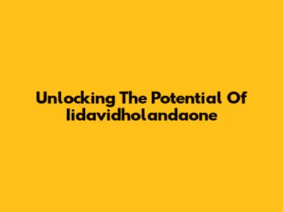 Unlocking The Potential Of Iidavidholandaone