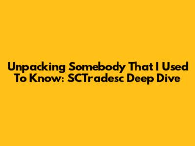 Unpacking 'Somebody That I Used To Know': SCTradesc Deep Dive