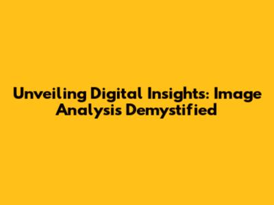 Unveiling Digital Insights: Image Analysis Demystified