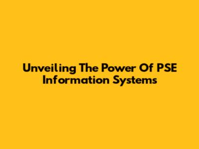 Unveiling The Power Of PSE Information Systems