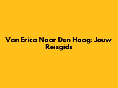 Van Erica Naar Den Haag: Jouw Reisgids