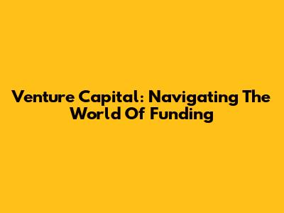 Venture Capital: Navigating The World Of Funding