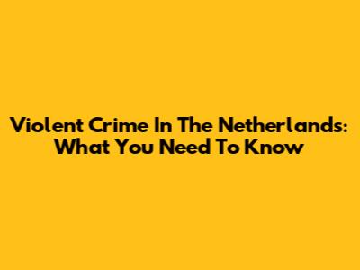 Violent Crime In The Netherlands: What You Need To Know