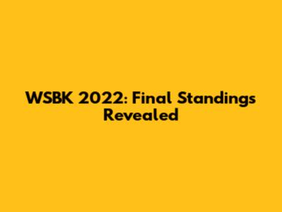WSBK 2022: Final Standings Revealed