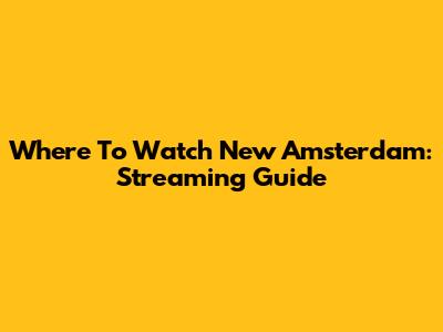 Where To Watch New Amsterdam: Streaming Guide