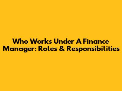 Who Works Under A Finance Manager: Roles & Responsibilities