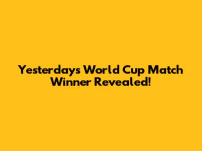 Yesterday's World Cup Match Winner Revealed!