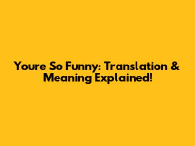 You're So Funny: Translation & Meaning Explained!