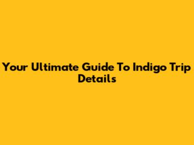 Your Ultimate Guide To Indigo Trip Details