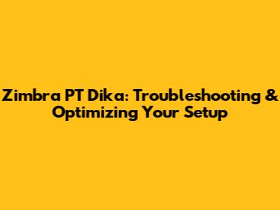 Zimbra PT Dika: Troubleshooting & Optimizing Your Setup